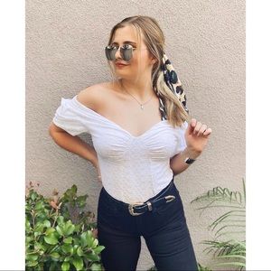 EXPRESS Lace Off The Shoulder Thong Bodysuit